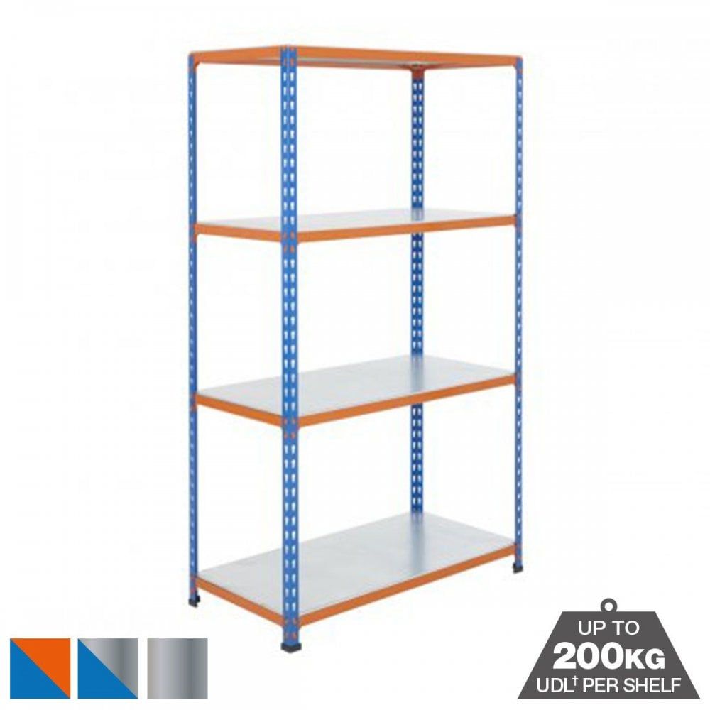 Industrial 200kg Boltless Galvanised Steel Shelving 4 Level
