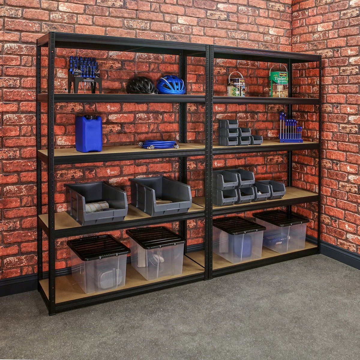 Black Garage Shelving 265kg Special Offer