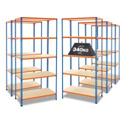 5X BAYS 340KG INDUSTRIAL SHELVING