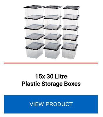 15x 30 Litre Plastic Storage Boxes