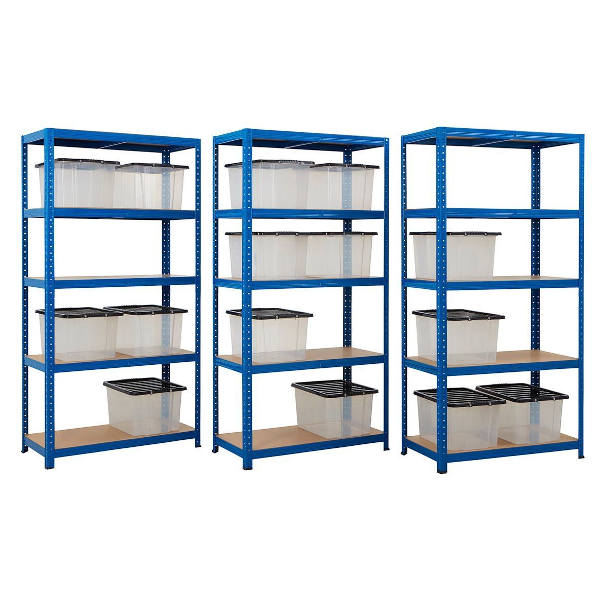 3x Garage 200kg Boltless Chipboard Shelving, Free Assembly Mallet