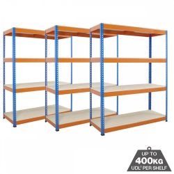 3x Heavy Duty 400kg Boltless Chipboard Shelving 4 Level Special Offer
