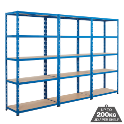 3x Garage 200kg Boltless MDF Shelving Special Offer Free Assembly Mallet