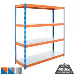 Heavy Duty 400kg Boltless Galvanised Steel Shelving 4 Level