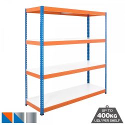 Heavy Duty 400kg Boltless Melamine Shelving 4 Level
