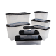 Strata Clear Plastic Storage Boxes with Black Lids
