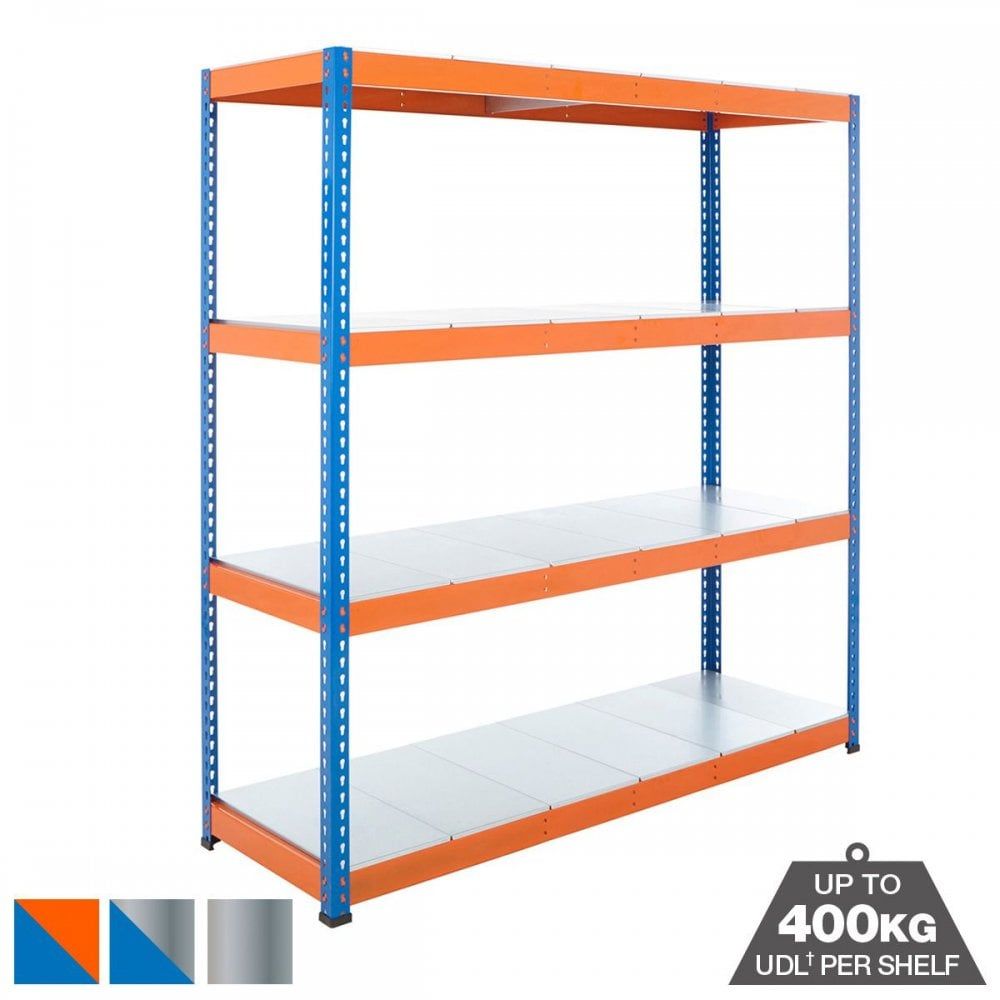 Heavy Duty 400kg Boltless Galvanised Steel Shelving 4 Level